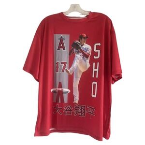 SHOHEI OHTANI Baseball Red #17 Los Angeles Angels "SHO" T-Shirt 2023 (X-LARGE)